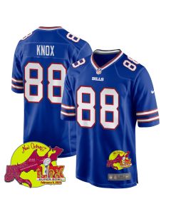 Dawson Knox 88 Buffalo Bills Super Bowl LIX New Orleans Patch Game Men Jersey – Royal