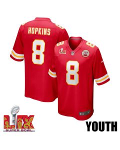 DeAndre Hopkins #8 Kansas City Chiefs Super Bowl LIX YOUTH Jersey – Red