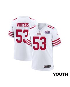 Dee Winters 53 San Francisco 49ers Super Bowl LVIII Patch Game YOUTH Jersey – White
