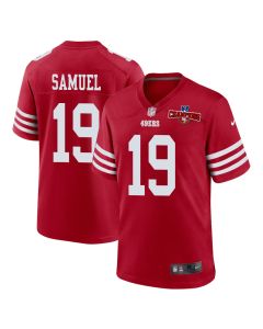 Deebo Samuel 19 San Francisco 49ers NFC Champions Patch Game Men Jersey – Scarlet