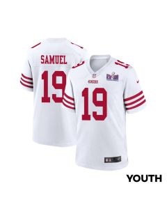 Deebo Samuel 19 San Francisco 49ers Super Bowl LVIII Patch Game YOUTH Jersey – White