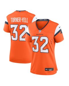 Delarrin Turner-Yell 32 Denver Broncos Women’s Team Game Jersey – Orange