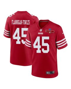 Demetrius Flannigan-Fowles 45 San Francisco 49ers NFC Champions Patch Game Men Jersey – Scarlet