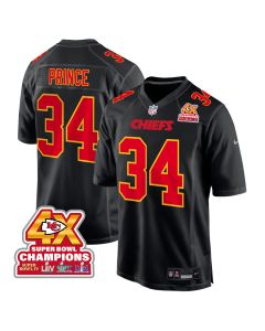 Deneric Prince 34 Kansas City Chiefs Super Bowl LVIII Champions 4X Fashion Game Men Jersey – Carbon Black