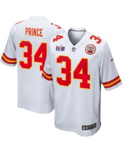 Deneric Prince 34 Kansas City Chiefs Super Bowl LVIII Patch Game Men Jersey – White