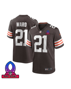 Denzel Ward 21 Cleveland Browns 2025 Pro Bowl Patch Game Men Jersey – Brown