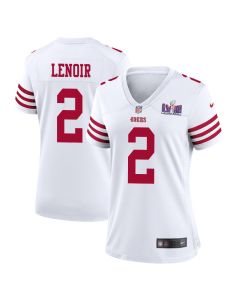 Deommodore Lenoir 2 San Francisco 49ers Super Bowl LVIII Patch Game Women Jersey – White