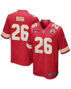 Deon Bush 26 Kansas City Chiefs AFC Champions Patch Game Men Jersey – Red