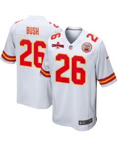 Deon Bush 26 Kansas City Chiefs AFC Champions Patch Game Men Jersey – White