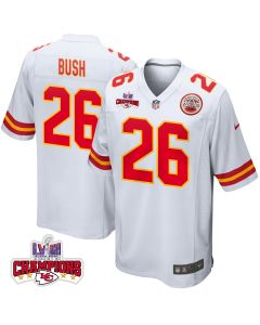 Deon Bush 26 Kansas City Chiefs Super Bowl LVIII Champions 4 Stars Patch Game Men Jersey – White