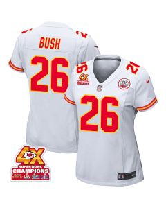 Deon Bush 26 Kansas City Chiefs Super Bowl LVIII Champions 4X Game Women Jersey – White