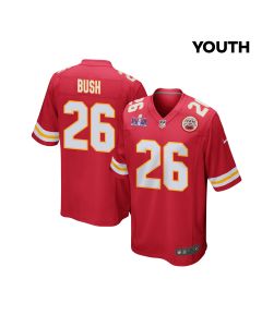 Deon Bush 26 Kansas City Chiefs Super Bowl LVIII Patch Game YOUTH Jersey – Red
