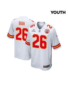 Deon Bush 26 Kansas City Chiefs Super Bowl LVIII Patch Game YOUTH Jersey – White