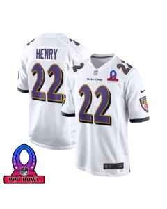 Derrick Henry 22 Baltimore Ravens 2025 Pro Bowl Patch Game Men Jersey – White