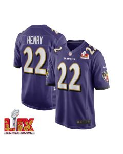 Derrick Henry #22 Baltimore Ravens Super Bowl LIX Jersey – Men’s – Purple
