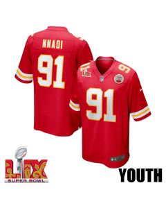 Derrick Nnadi #91 Kansas City Chiefs Super Bowl LIX YOUTH Jersey – Red