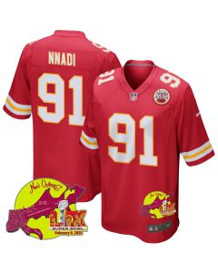 Derrick Nnadi 91 Kansas City Chiefs Super Bowl LIX New Orleans Patch Game Men Jersey – Red