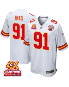 Derrick Nnadi 91 Kansas City Chiefs Super Bowl LVIII Champions 4X Game Men Jersey – White