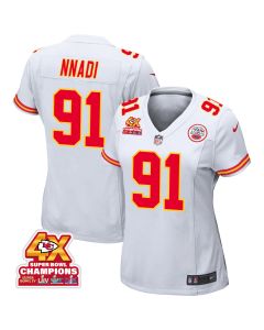 Derrick Nnadi 91 Kansas City Chiefs Super Bowl LVIII Champions 4X Game Women Jersey – White