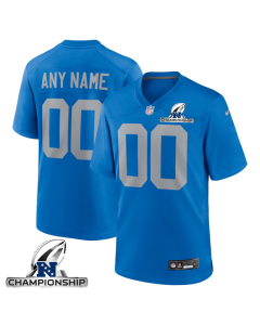 Detroit Lions NFC Championship Patch Alternate Game Men Custom Jersey – Blue