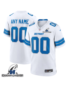 Detroit Lions NFC Championship Patch Game Men Custom Jersey – White
