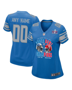 Detroit Lions vs. Kansas City Chiefs Super Bowl LVIII Matchup Game Custom Women Jersey – Blue