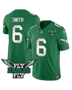 DeVonta Smith 6 Philadelphia Eagles Fly Eagles Fly Patch Alternate Game Men Jersey – Kelly Green