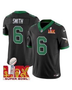 DeVonta Smith 6 Philadelphia Eagles Kelly Green Super Bowl Champions LIX Patch Vapor Limited Jersey – Black
