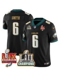DeVonta Smith 6 Philadelphia Eagles LII-LIX Super Bowl Champions Vapor Limited Gold Jersey – Black