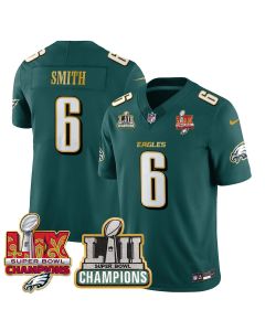 DeVonta Smith 6 Philadelphia Eagles LII-LIX Super Bowl Champions Vapor Limited Gold Jersey – Midnight Green