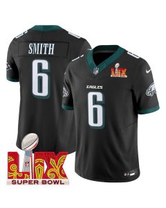 DeVonta Smith 6 Philadelphia Eagles Super Bowl Champions LIX Patch Vapor Limited Jersey – Black