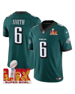DeVonta Smith 6 Philadelphia Eagles Super Bowl Champions LIX Patch Vapor Limited Jersey – Midnight Green