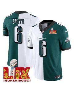 DeVonta Smith 6 Philadelphia Eagles Super Bowl Champions LIX Patch Vapor Limited Jersey – Split