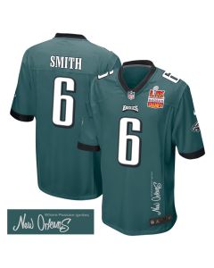 DeVonta Smith 6 Philadelphia Eagles Super Bowl LIX Champions Patch ‘New Orleans – Where Passion Ignites’ EMBROIDERED Game Men Jersey – Midnight Green