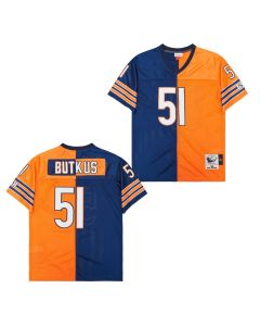 Dick Butkus 51 Chicago Bears Two-Toned Retro Throwback Men Jersey – Orange/Navy