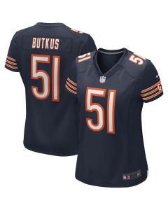 Dick Butkus 51 Chicago Bears Women Game Retired Jersey – Navy