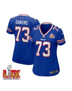 Dion Dawkins #73 Buffalo Bills Super Bowl LIX Women’s Jersey – Royal