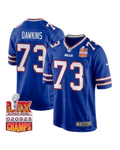 Dion Dawkins 73 Buffalo Bills Super Bowl LIX Champions Patch Game Men Jersey – Royal