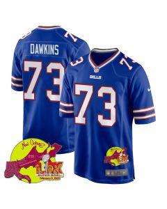 Dion Dawkins 73 Buffalo Bills Super Bowl LIX New Orleans Patch Game Men Jersey – Royal