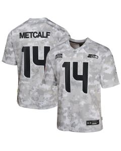 DK Metcalf 14 Seattle Seahawks 2024 Salute to Service Game YOUTH Jersey – Arctic Camo