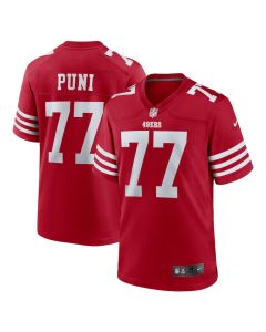 Dominick Puni 77 San Francisco 49ers Team Game Men Jersey – Scarlet
