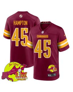 Dominique Hampton 45 Washington Commanders Super Bowl LIX New Orleans Patch Game Men Jersey – Burgundy