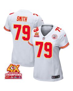 Donovan Smith 79 Kansas City Chiefs Super Bowl LVIII Champions 4X Game Women Jersey – White