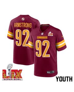 Dorance Armstrong #92 Washington Commanders Super Bowl LIX Youth Jersey – Burgundy