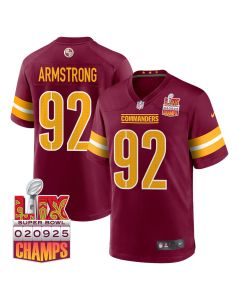 Dorance Armstrong 92 Washington Commanders Super Bowl LIX Champions Patch Game Men Jersey – Burgundy