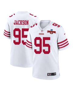 Drake Jackson 95 San Francisco 49ers NFC Champions Patch Game Men Jersey – White
