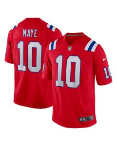 Drake Maye 10 New England Patriots 2024 NFL Draft First Round Pick Player Game Jersey – Red