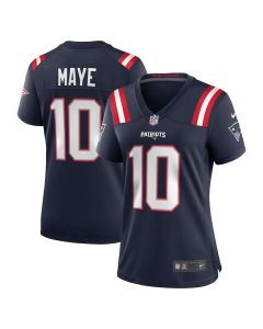 Drake Maye 10 New England Patriots 2024 NFL Draft First Round Pick Player Game Women Jersey – Navy