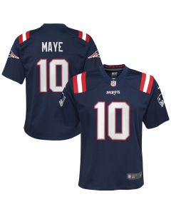 Drake Maye 10 New England Patriots 2024 NFL Draft First Round Pick Player Game YOUTH Jersey – Navy