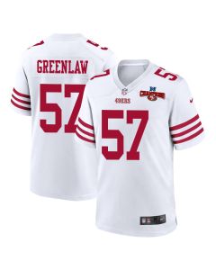 Dre Greenlaw 57 San Francisco 49ers NFC Champions Patch Game Men Jersey – White